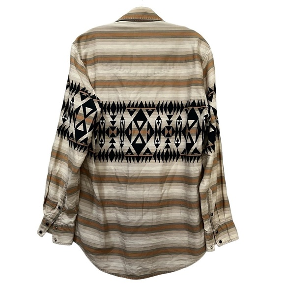 Roper Medium Vintage Long Sleeve Southwestern Aztec  Rodeo Snap Button Shirt G3 - Picture 2 of 5